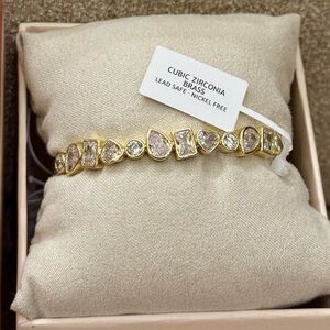 NWT Camila Coelho Gemstone Jewel Bezel Diamond Silver Gold Bracelet Brand New